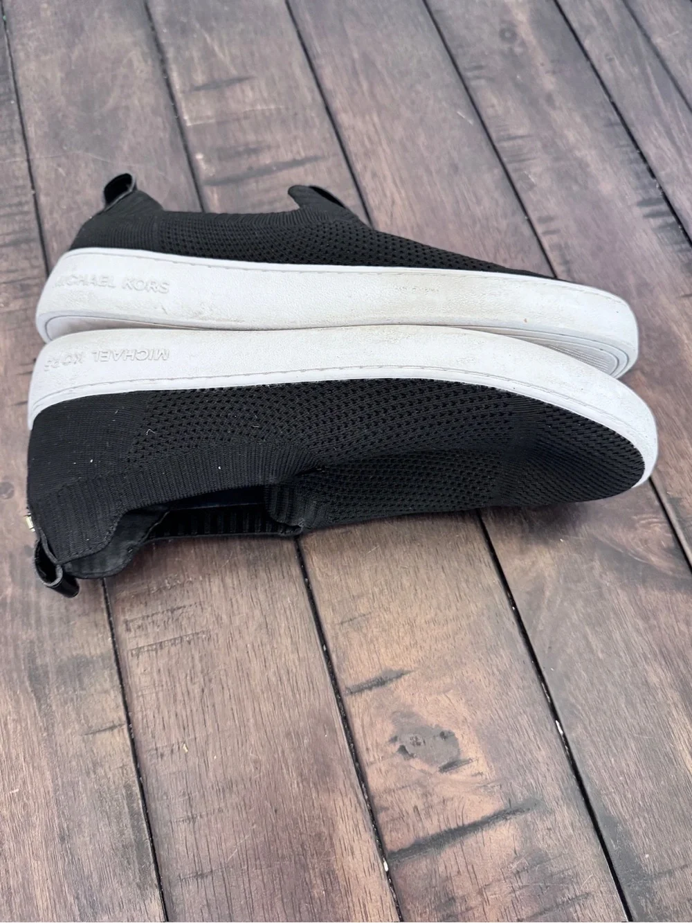 Michael Kors Juno Women's Knit Slip-On Sneaker Shoe Women’s 8 Black Stretch